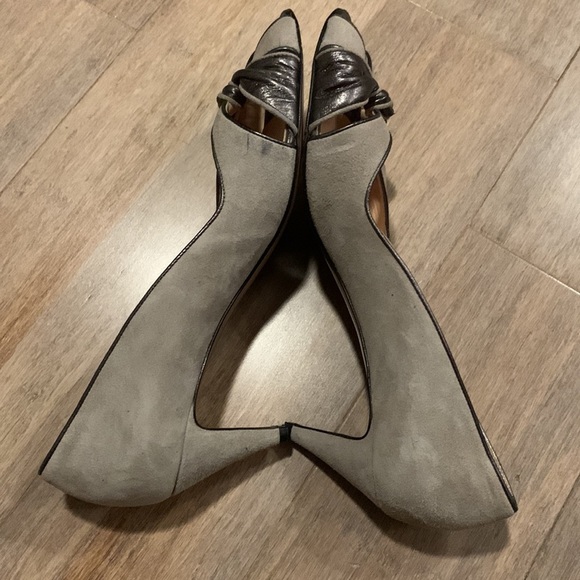 HOBBS Women’s Gray Due Tie Knot Peep Toe Heels size 41 US 9.5- vintage look - Picture 7 of 16